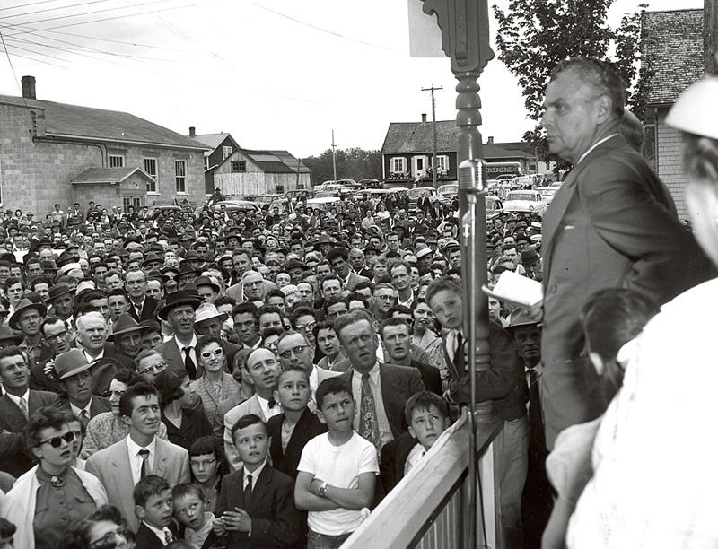  John Diefenbaker speaking during election campaign 