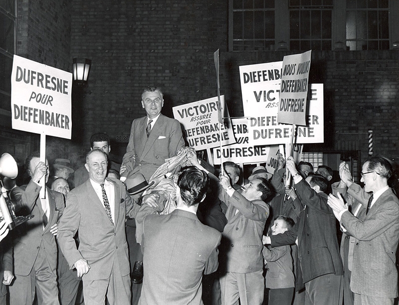  John Diefenbaker campaigning in Quebec City 