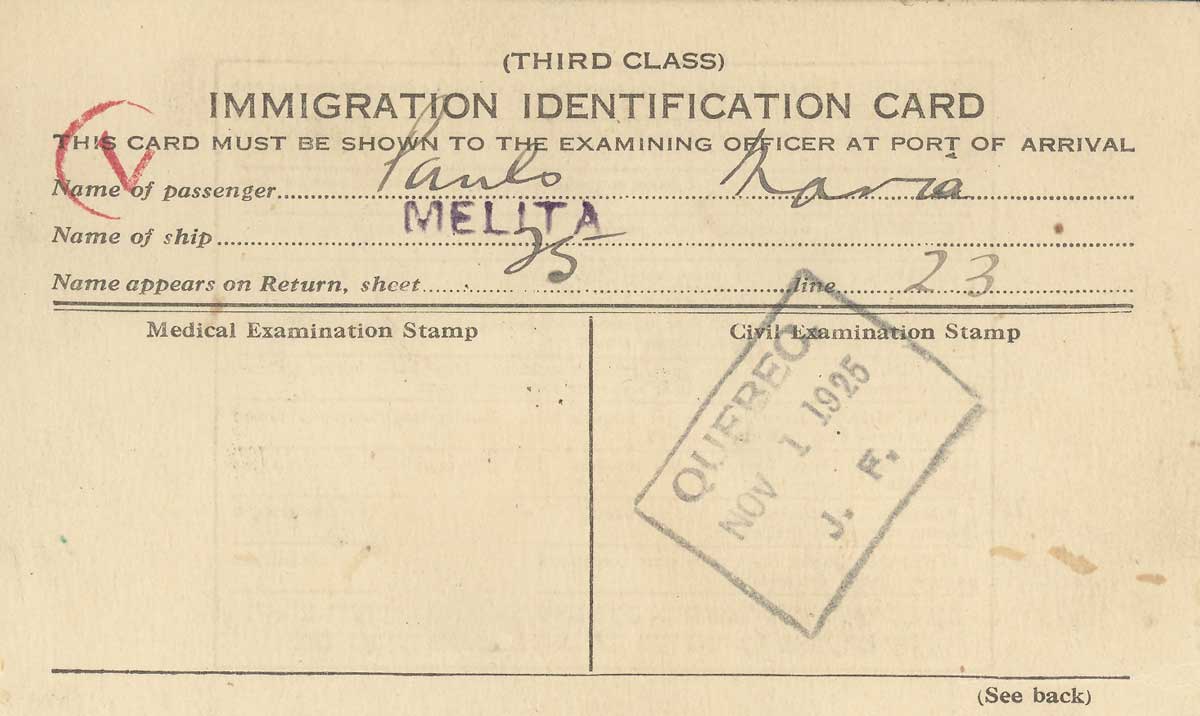 Maria Buhler Immigration Identification Card