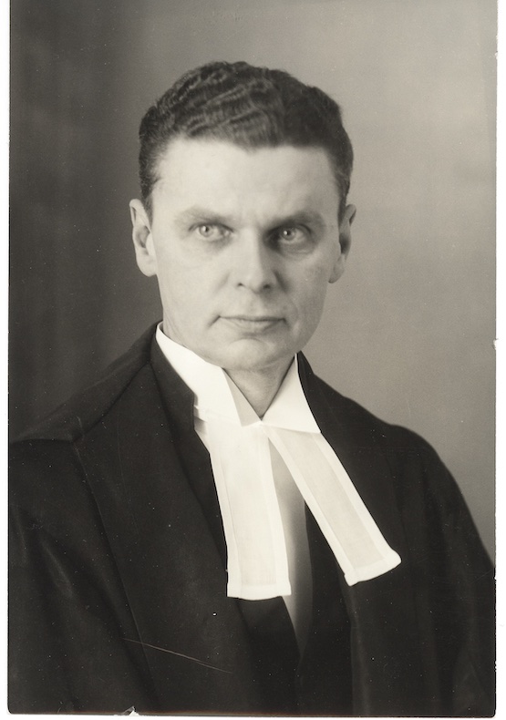 John Diefenbaker in his black law gown