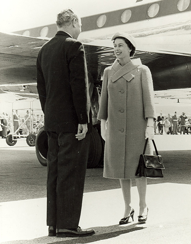 John Diefenbaker with Queen Elizabeth in Newfoundland